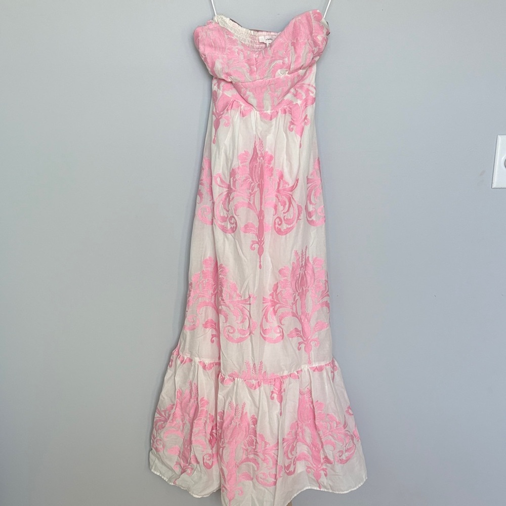 Chic Strapless Pink and White Dress